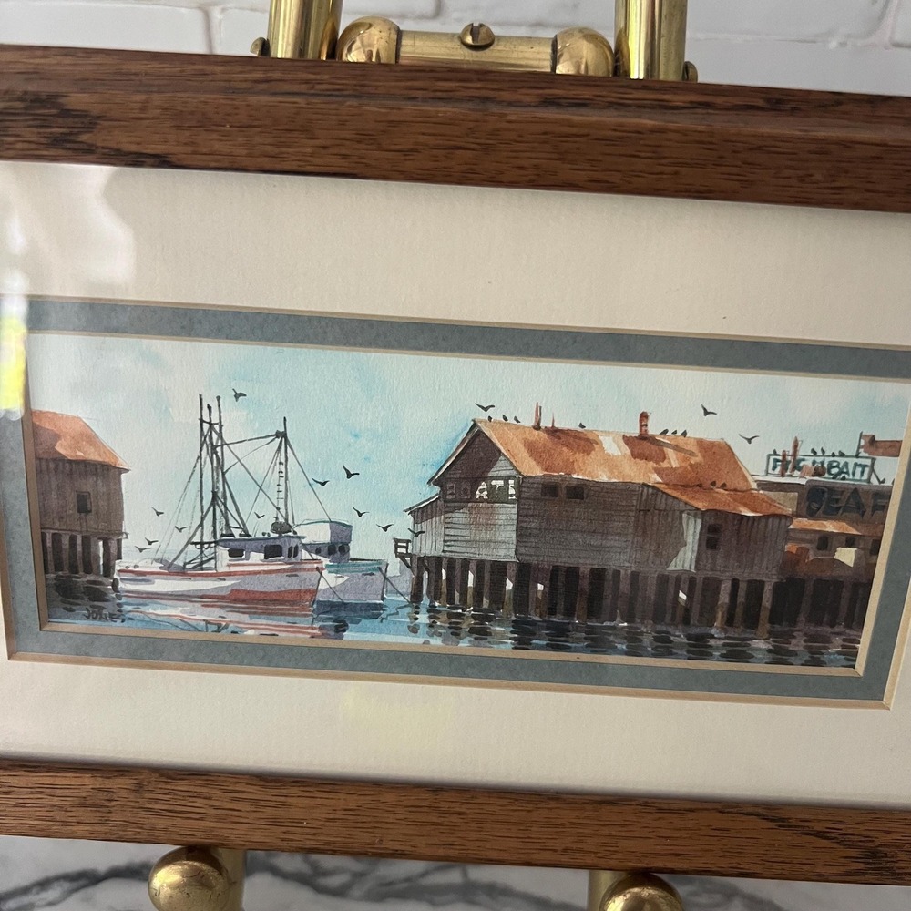 Original watercolor framed harbor scene signed by Betsy Jones‎ - Picture 2 of 8